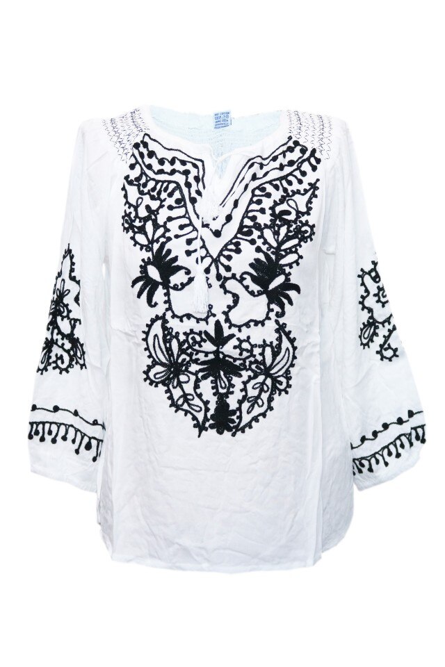 Bluza dama tip ie, brodata, traditionala, Alb, dae4988, 3XL INTL