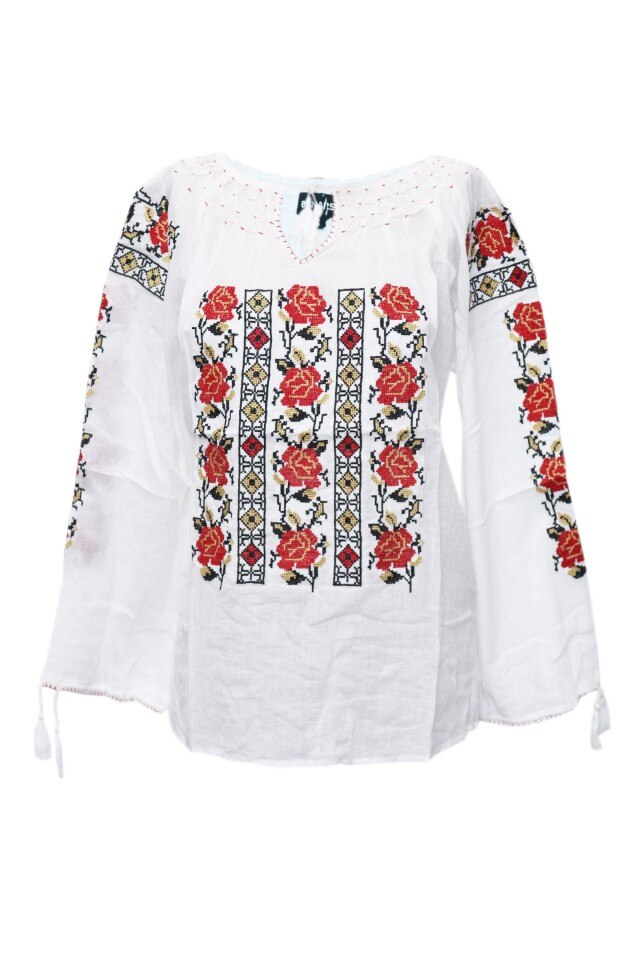 Bluza dama tip ie, brodata, traditionala, Alb, dae5202, 2XL INTL