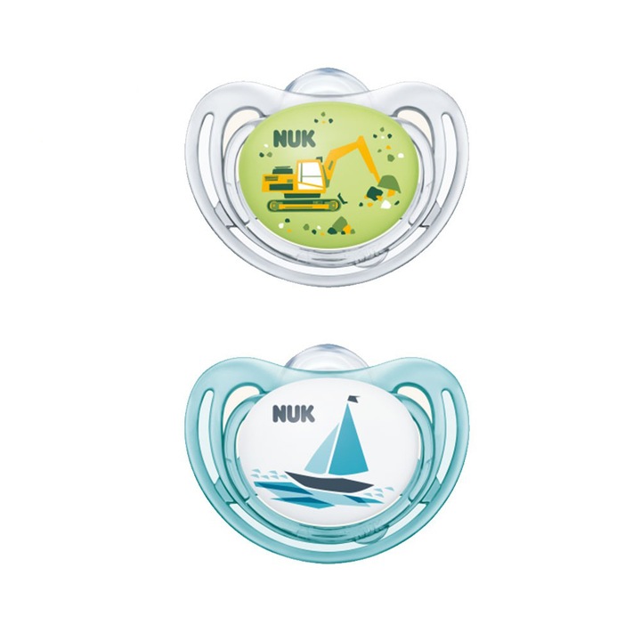 Set 2 suzete ortodontice din silicon 18-36 luni Nuk Freestyle 739395V, Multicolor