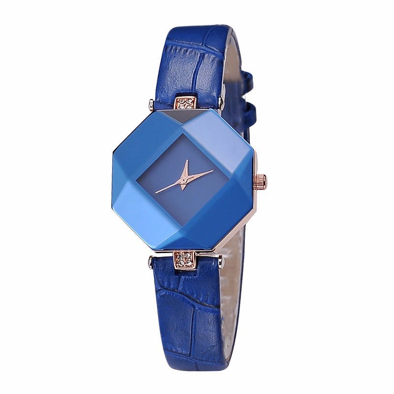 Ceas Geneva Dama Quartz Casual Elegant Albastru, PN999855AU, curea din piele, afisaj Analog