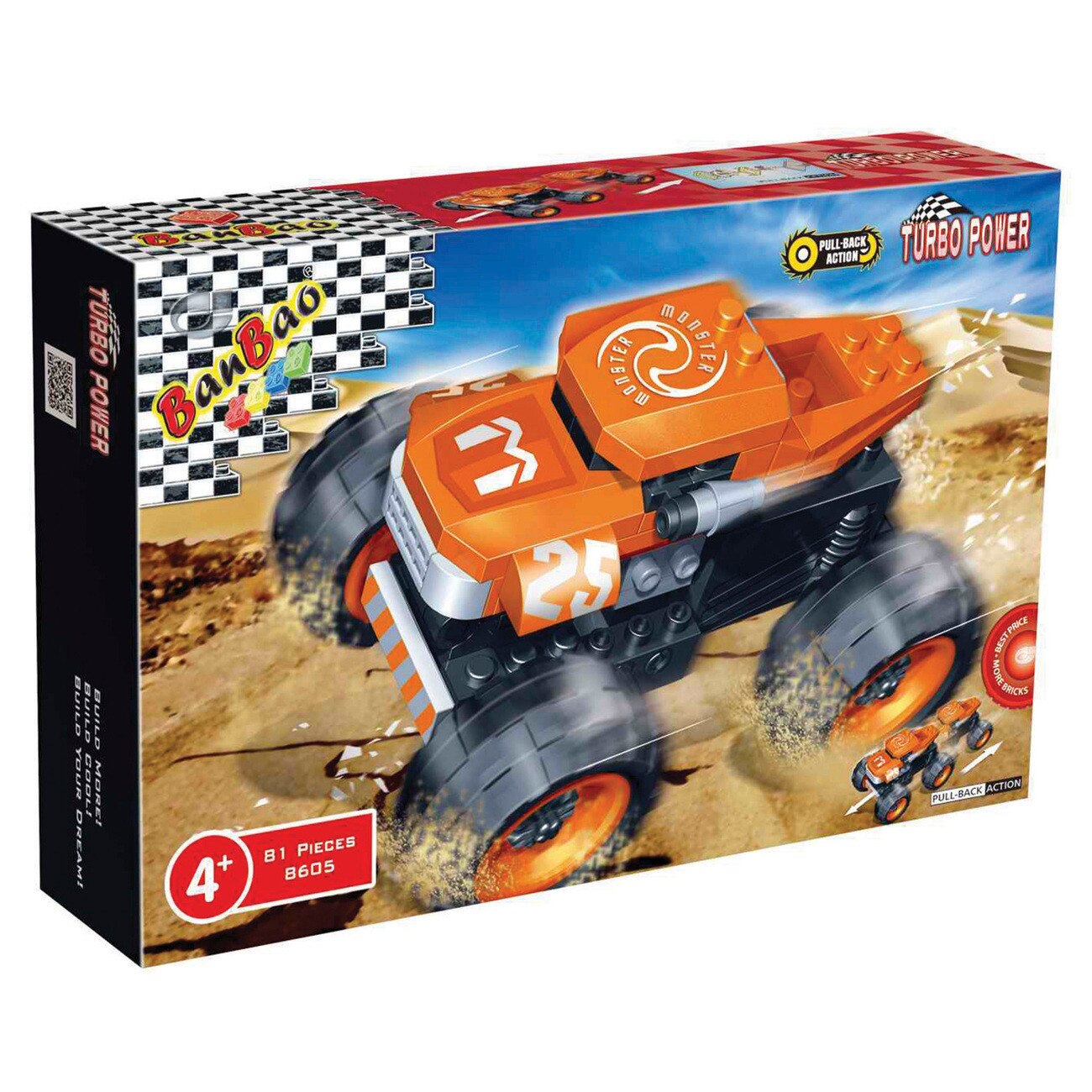 Set de constructie multicolor BanBao, 81 piese Monstru de masina