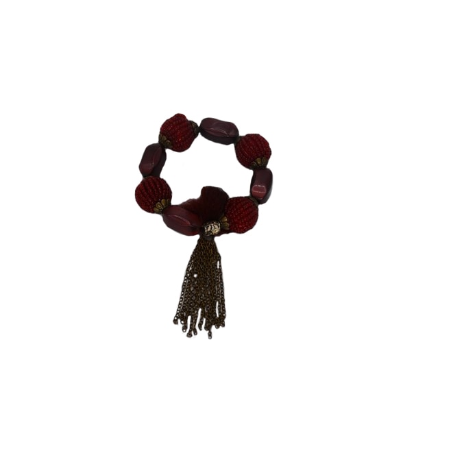 Bratara dama deosebita,model din margele,cu franjuri,D&J Exclusive,marsala