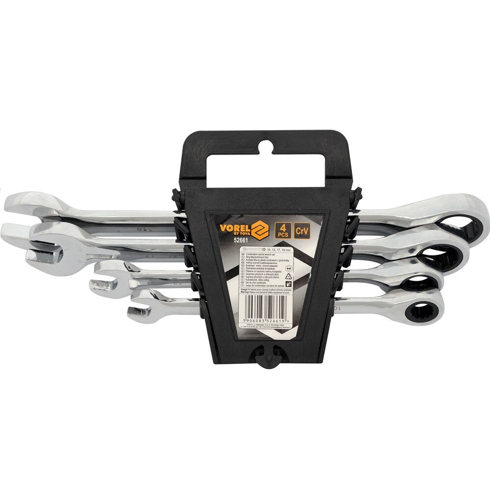 Set 4 chei combinate cu clichet 10 - 19 mm Vorel 52661
