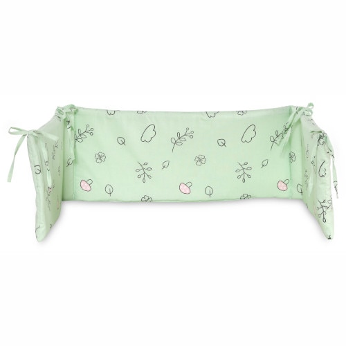 Protectie Lorelli Laterala Pat, 140 x 27 cm, Bumbac Ranforce, Lamb Green