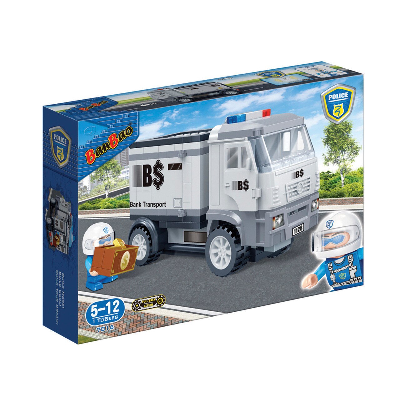 Set de constructie multicolor BanBao 112 piese, Masina blindata