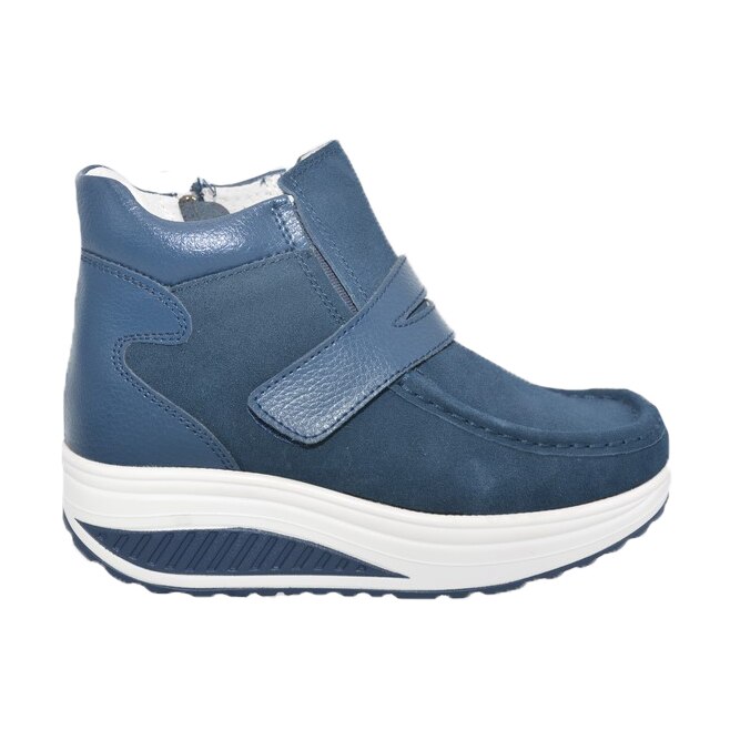 Gheata Alexa cu talpa ortopedica si piele intoarsa,D&J Exclussive, Albastru marin