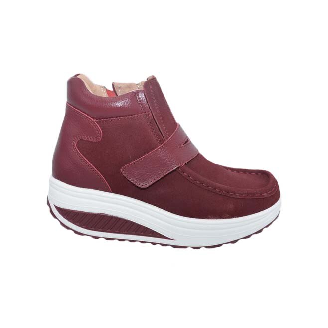 Gheata Alexa cu talpa ortopedica si piele intoarsa,D&J Exclussive, Visiniu