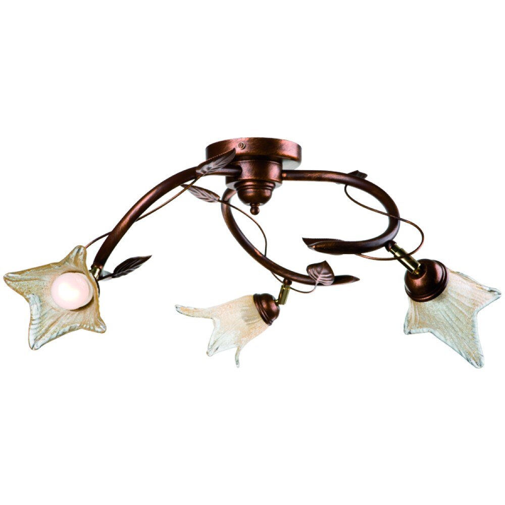 Lustra Bluszcz, 3 x 40W, E14, metal, maro, abajur sticla