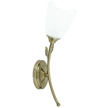 Aplica Stilo, 1 x 40 W, E14, metal, alama antic, abajur sticla alb Aplica Stilo, 1 x 40 W, E14, metal, alama antic, abajur sticla alb