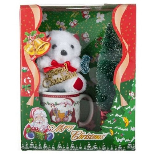 Set cana cu bradut si ursulet, cadou de Craciun