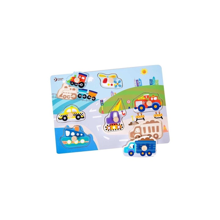 Дървен пъзел за деца - Трафик Classic World