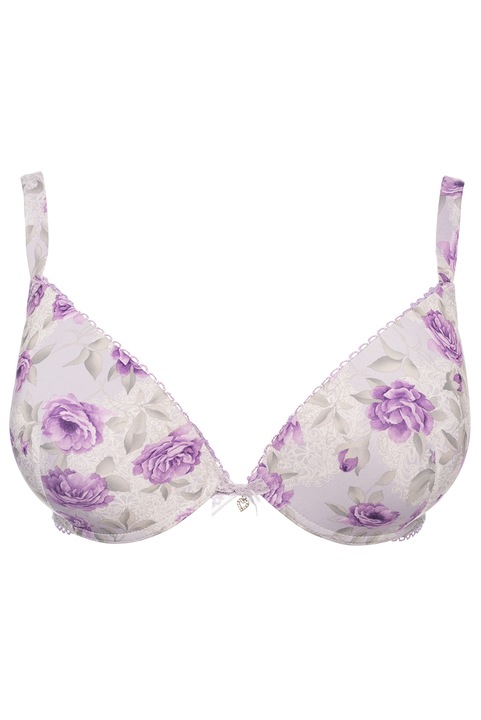 Sutien din microfibra, Model floral 3D, Push-up cu gel, Intimamoda 5676, Lila