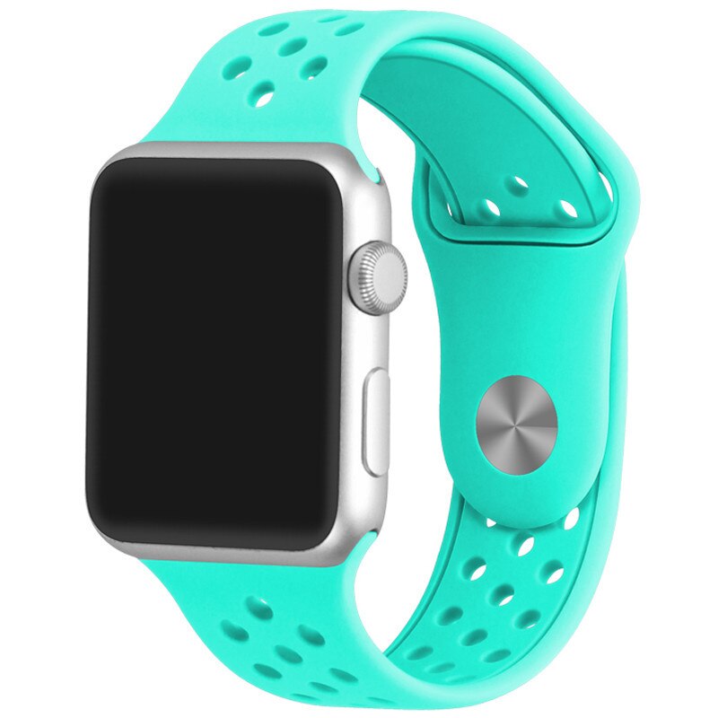 Curea iUni compatibila cu Apple Watch 1/2/3/4/5/6, 44mm, Silicon Sport, Light Blue