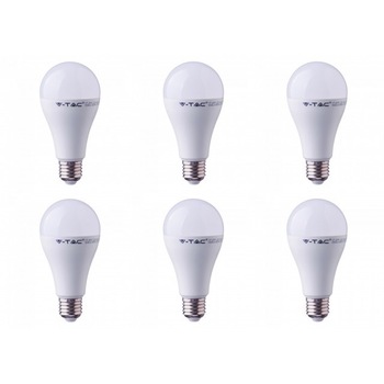 Set 6 becuri led E27, 15W(90W), lumina alba naturala, 4000K, 1350 lm, A+, V-TAC Set 6 becuri led E27, 15W(90W), lumina alba naturala, 4000K, 1350 lm, A+, V-TAC