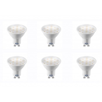 Set 6 becuri led GU10, 3W(23W), lumina alba naturala, 4000K, 220 lm, A+, GTV Set 6 becuri led GU10, 3W(23W), lumina alba naturala, 4000K, 220 lm, A+, GTV