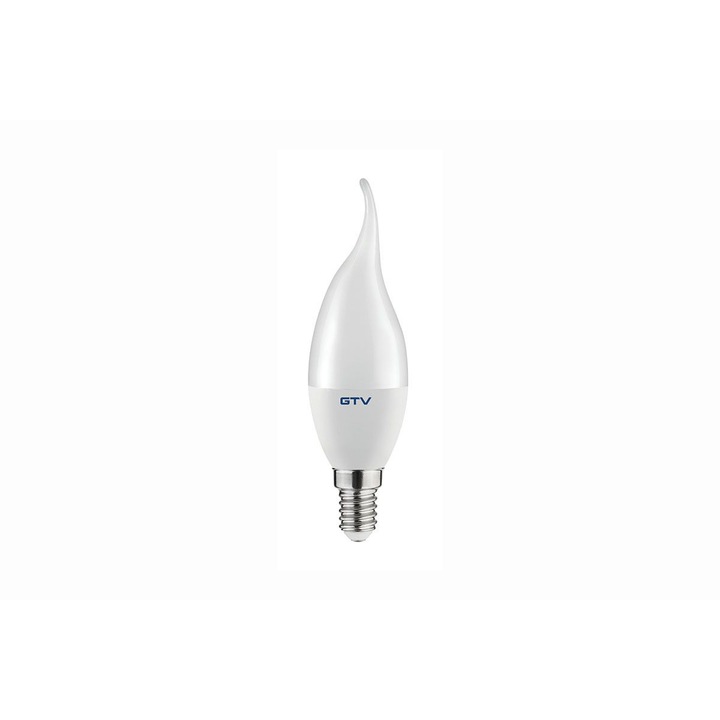 Led крушка E14, 8W(54W), пламък, естествена бяла светлина, 4000K, 700 lm, A+, GTV