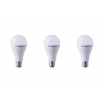 Set 3 becuri led E27, 15W(90W), lumina rece, 6400K, 1350 lm, A+, V-TAC Set 3 becuri led E27, 15W(90W), lumina rece, 6400K, 1350 lm, A+, V-TAC