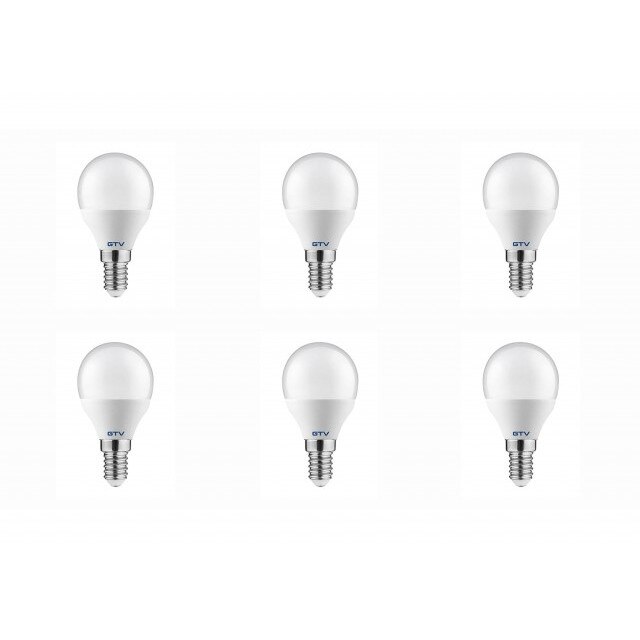 Set 6 becuri led E14, sferice 8W(54W), lumina alba naturala, 4000K, 700 lm, A+, GTV
