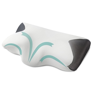 Perna ortopedica pentru dormit Suporto®️ din spuma cu memorie, cu suport cervical ergonomic pentru gat si beneficii medicinale