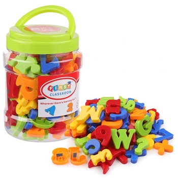 Set 78 piese magnetice, litere si cifre, MAGNET LETTERS, non-toxice, 4 cm, utilizari multiple, magneti puternici, cutie depozitare Set 78 piese magnetice, litere si cifre, MAGNET LETTERS, non-toxice, 4 cm, utilizari multiple, magneti puternici, cutie depozitare