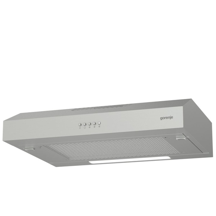 Hota Sub-Dulap, 60 cm, 200m³/h, 3 Trepte, Filtru Aluminiu, Iluminare LED, 65 dB, Argintiu