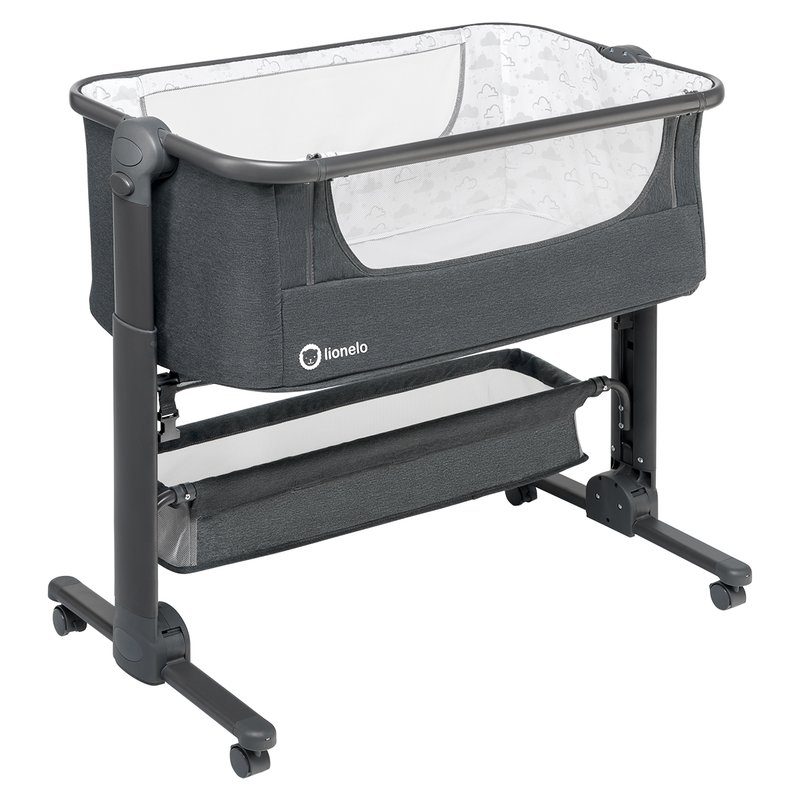Patut, Lionelo, co-sleeper Timon Pliabil, 3 in 1, Cu setare unghiulara, Reglabil in 6 pozitii pe inaltime, Din Aluminiu, 90x50 cm, Gri