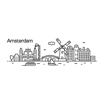 Sticker decorativ modern, pentru perete, Oras Amsterdam, PVC autocolant, 100 x 30 cm Sticker decorativ modern, pentru perete, Oras Amsterdam, PVC autocolant, 100 x 30 cm