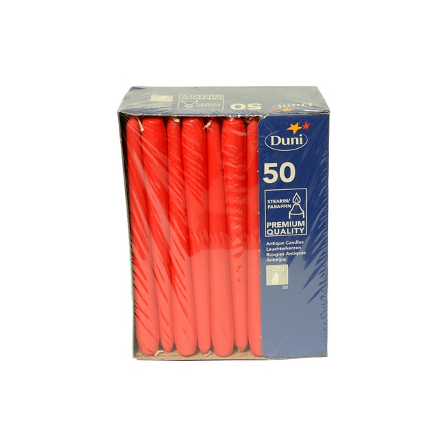 Lumanari Duni Antique, Rosii, 25 cm, ardere de 7,5 h, 50 buc