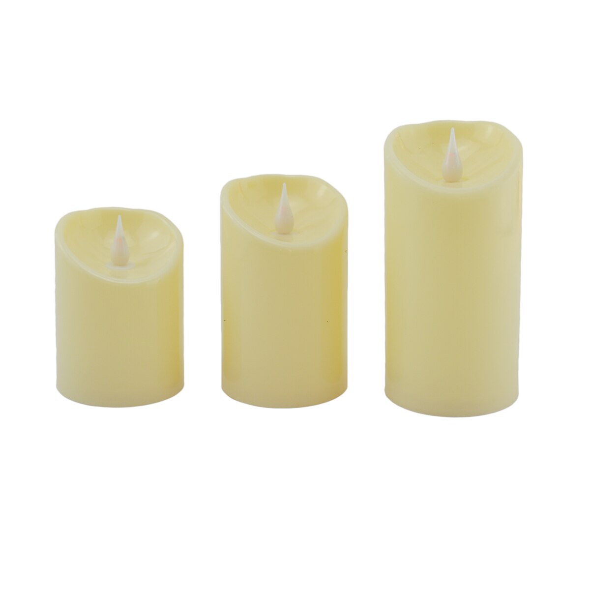 Pachet 3 lumanari led crem efect flacara reala 2-126, 10/12/14x7.5cm