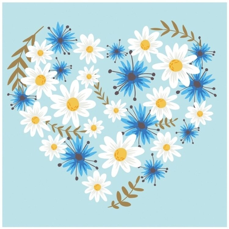 Sticker pentru geam - margarete inima, 33 x 30 cm