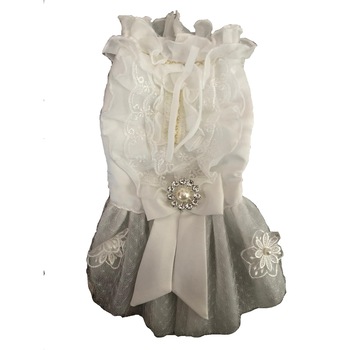 Rochie catei alba cu perle, XS(26 cm lungime) Rochie catei alba cu perle, XS(26 cm lungime)