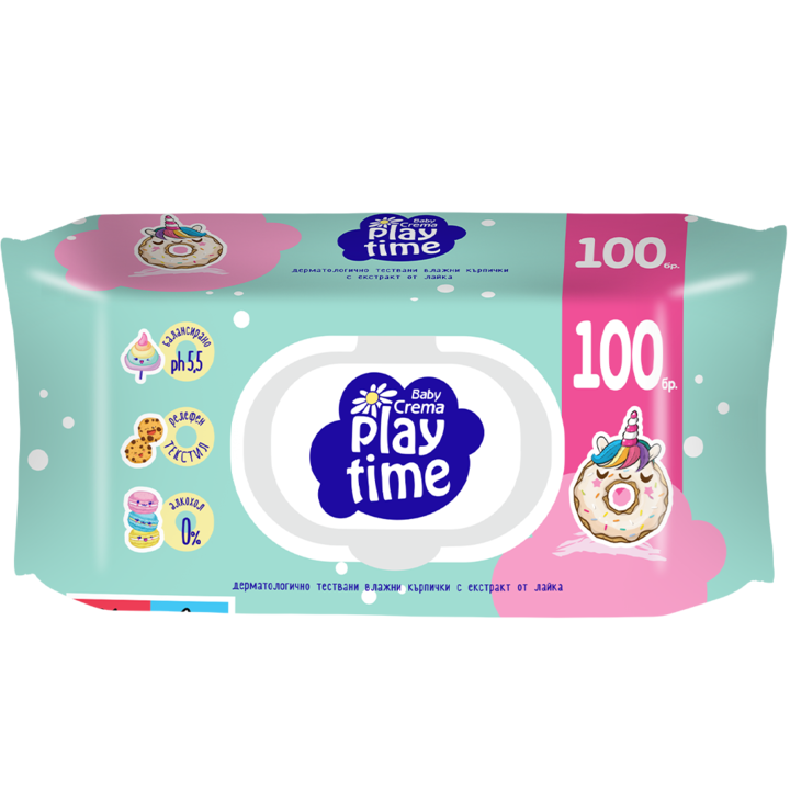 Мокри кърпички Baby Crema Play Time, Magic Donut, 100 бр