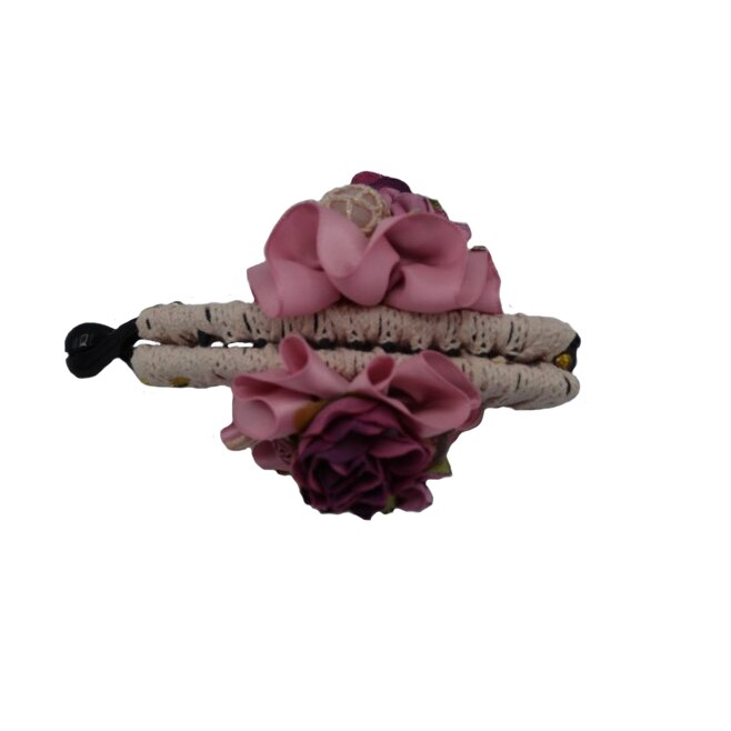 Agrafa cu model dantelat, forma florala cu margele,D&J Exclusive,roz