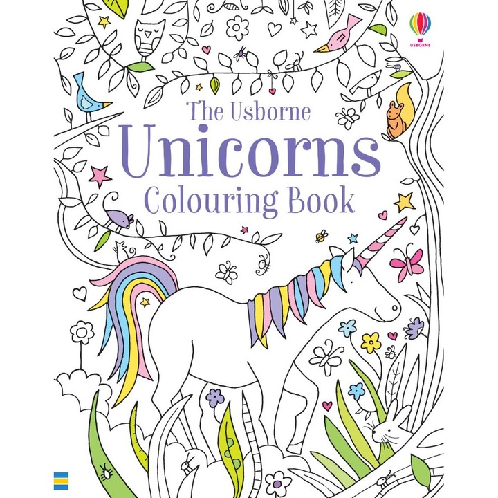 Carte de colorat "Unicorns colouring book", 3 ani+, Usborne