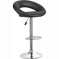 Scaun de bar cromat, Kring Inna, Piele Ecologica, Negru