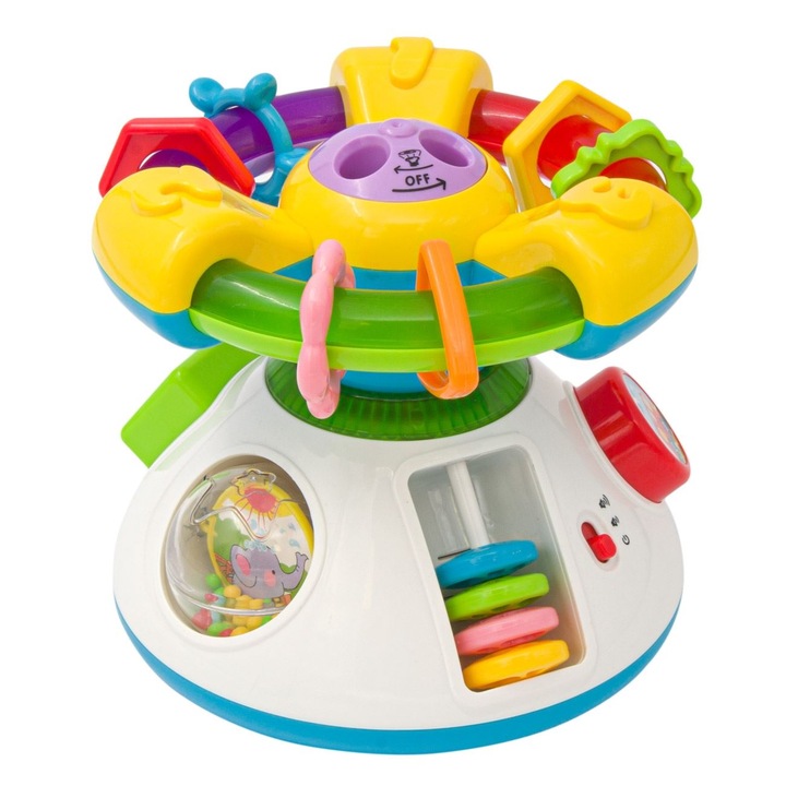 Centru de activitati, jucarie si proiector luminos, multicolor, 2 in 1