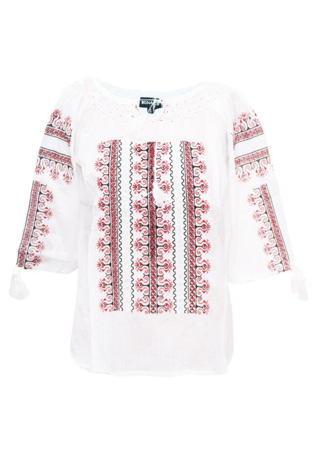 Bluza dama tip ie, brodata, traditionala, Alb, dae5208, 2XL INTL