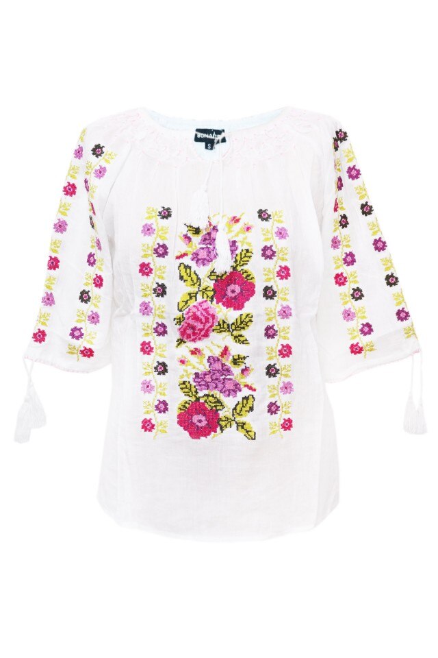 Bluza dama tip ie, brodata, traditionala, Alb, dae5210, L INTL