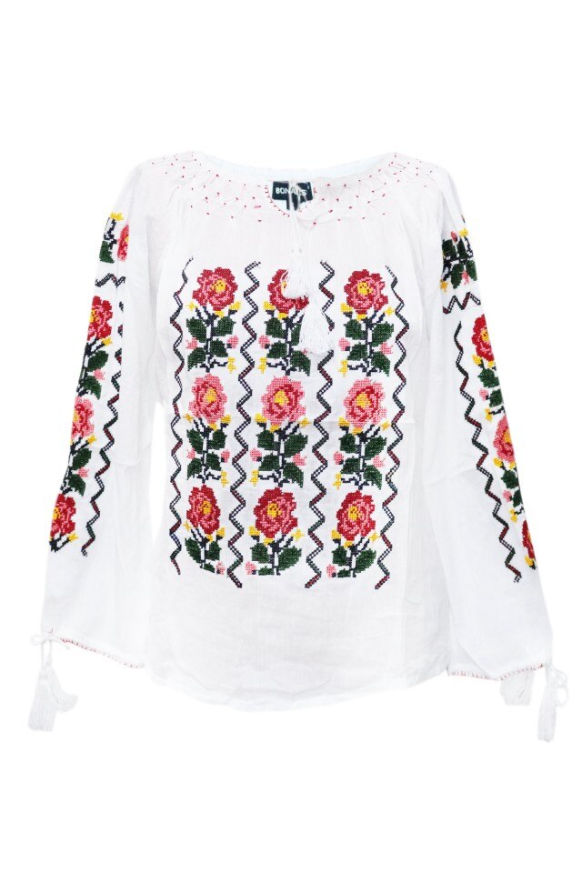 Bluza dama tip ie, brodata, traditionala, Alb, dae5212, XL INTL