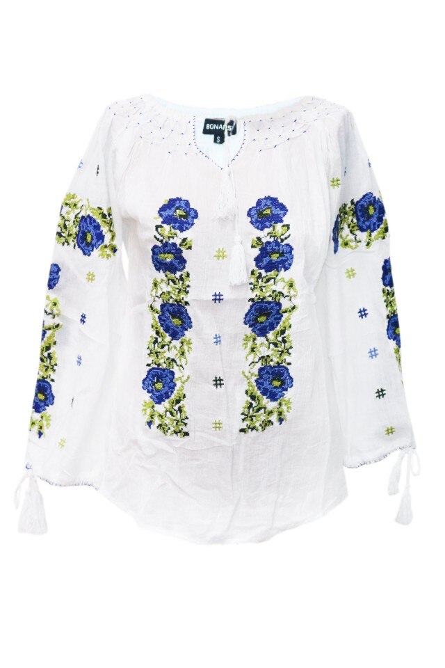 Bluza dama tip ie, brodata, traditionala, Alb, dae5213, XL INTL