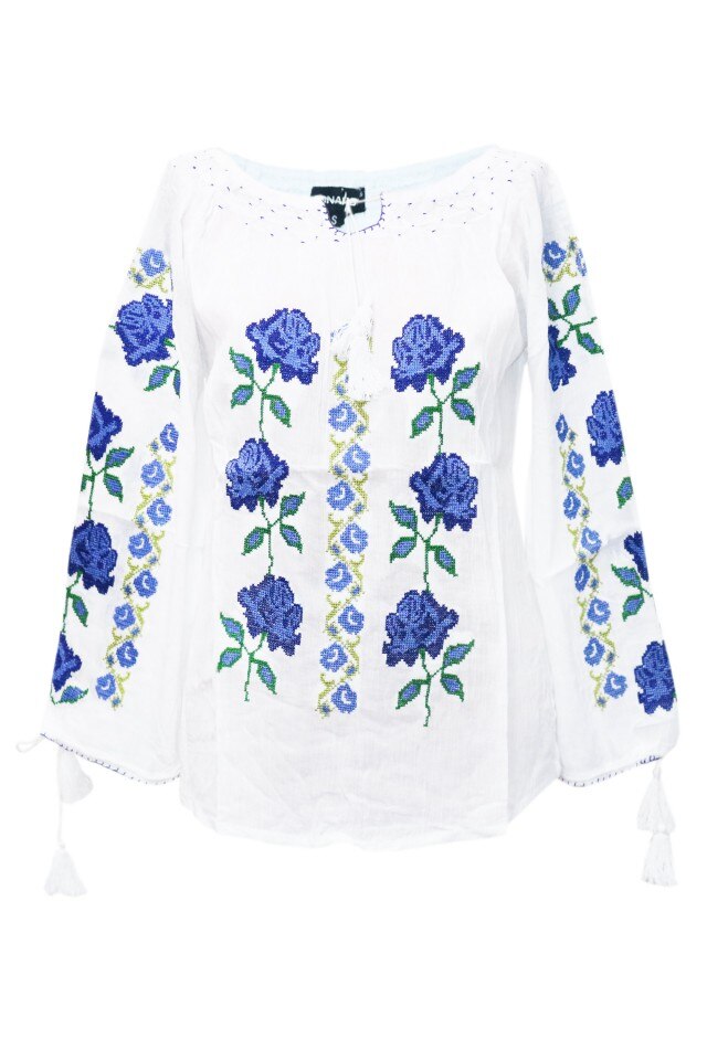 Bluza dama tip ie, brodata, traditionala, Alb, dae5214, XL INTL