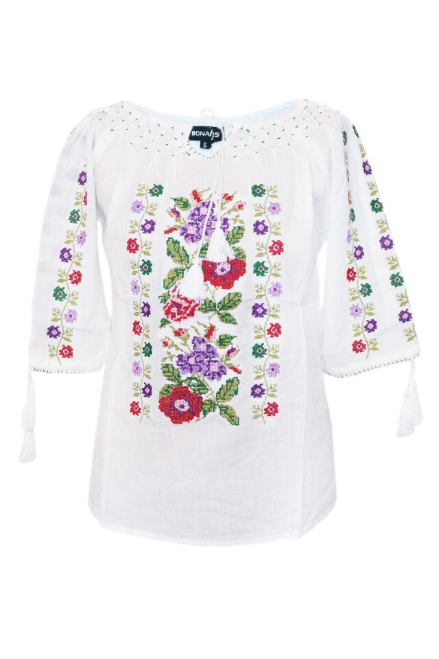 Bluza dama tip ie, brodata, traditionala, Alb, dae5216, L INTL