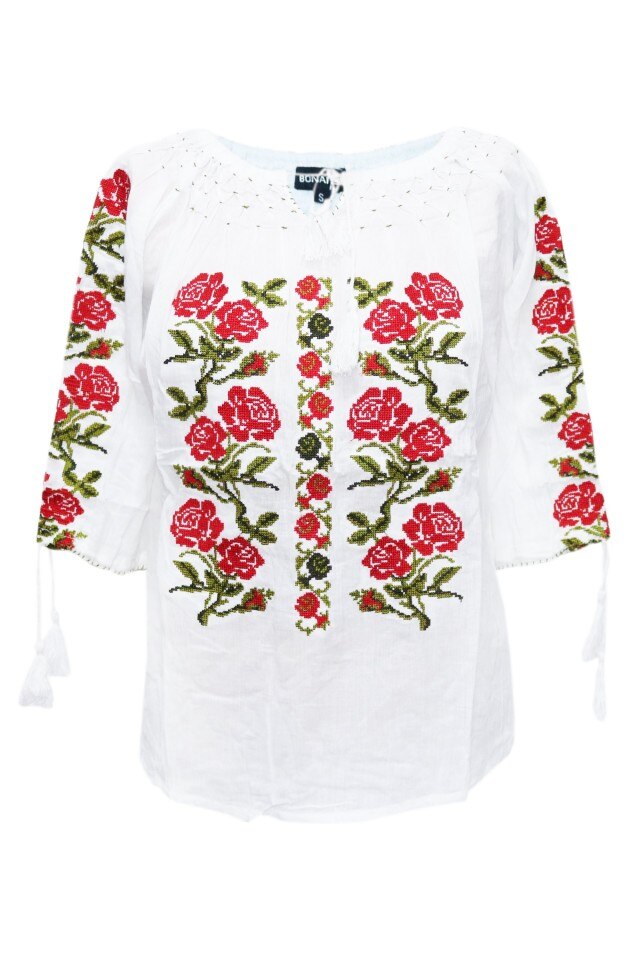 Bluza dama tip ie, brodata, traditionala, Alb, dae5219, 3XL INTL