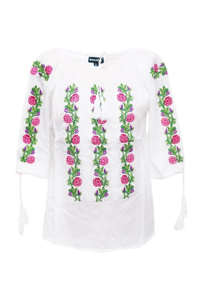 Bluza dama tip ie, brodata, traditionala, Alb, dae5220, L INTL