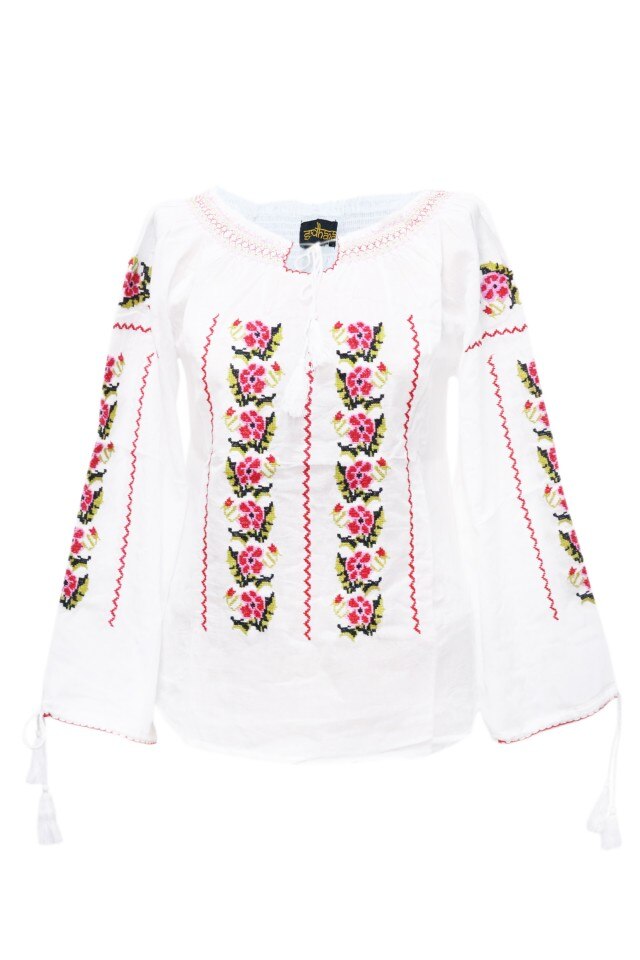 Bluza dama tip ie, brodata, traditionala, Alb, dae5143, XL INTL