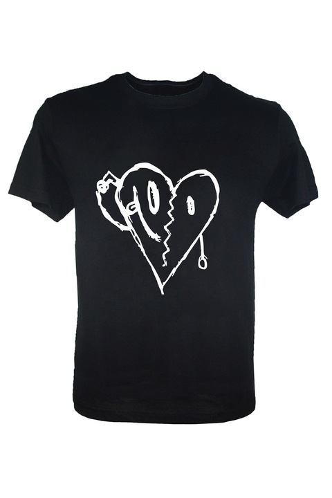 Tricou negru barbati Heart, Negru