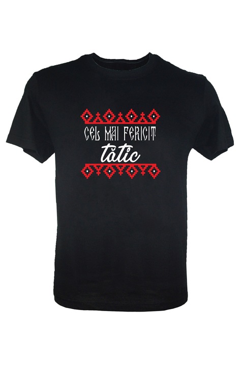 Tricou negru barbati Cel mai fericit tatic, Negru