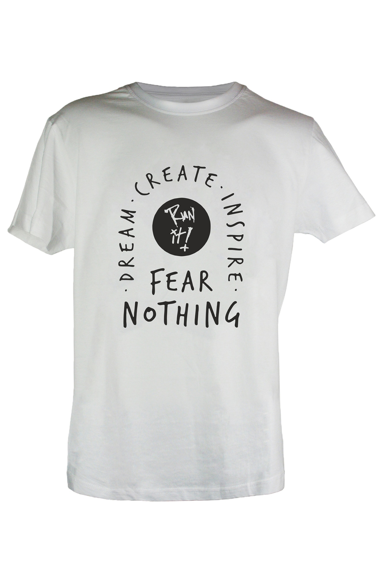 Tricou alb barbati Fear Nothing, Alb