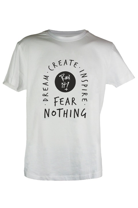 Tricou alb barbati Fear Nothing, Alb