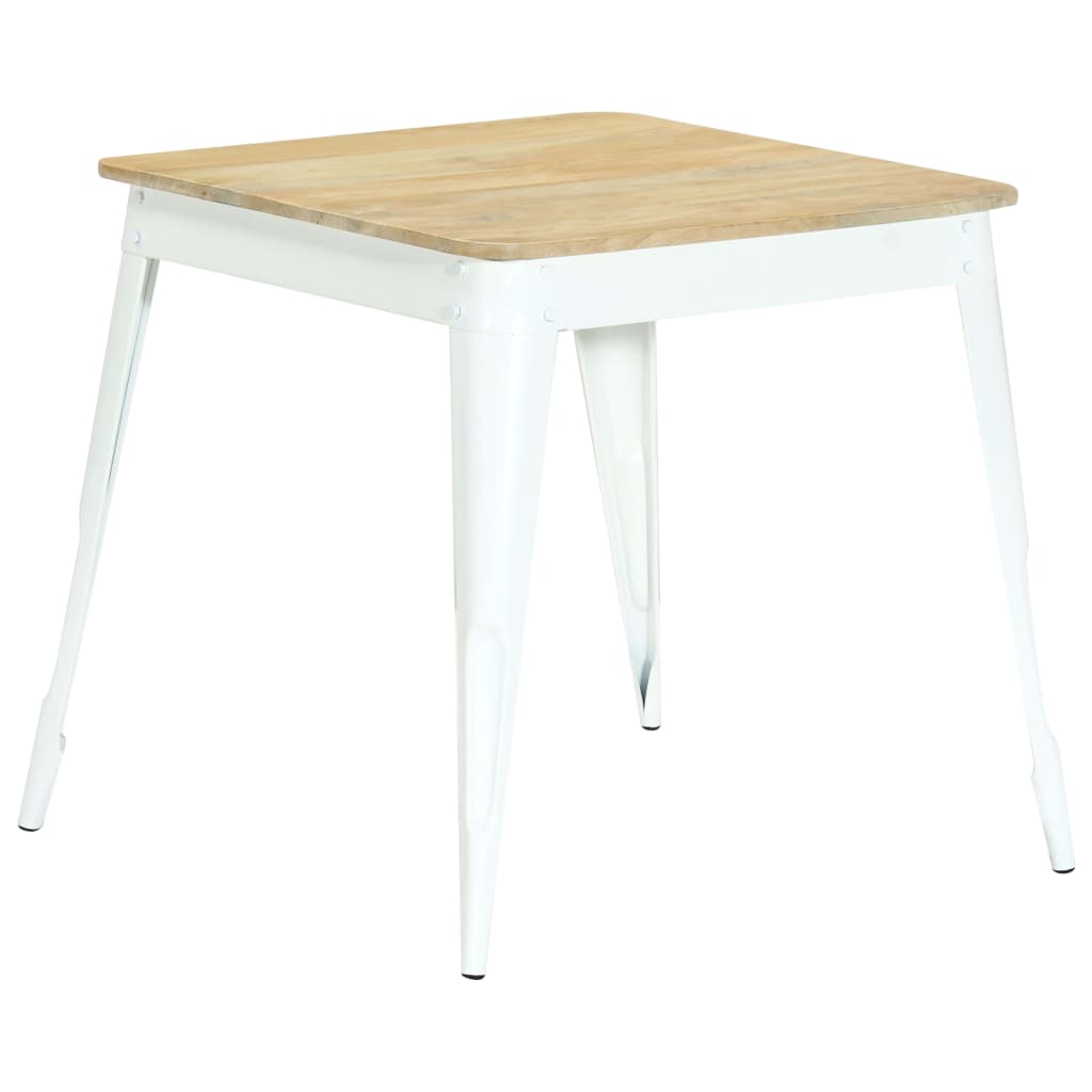 Masa de bucatarie, vidaXL, Lemn masiv mango, 75 x 75 x 76 cm, Maro/alb